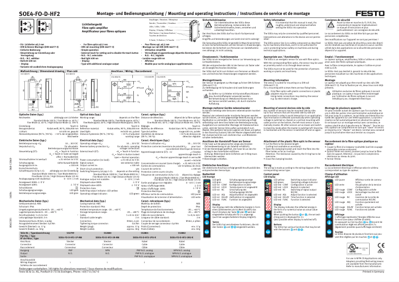 Página 1 del manual Manual de usuario Festo SOE4-FO-D-HF2-1PU-K