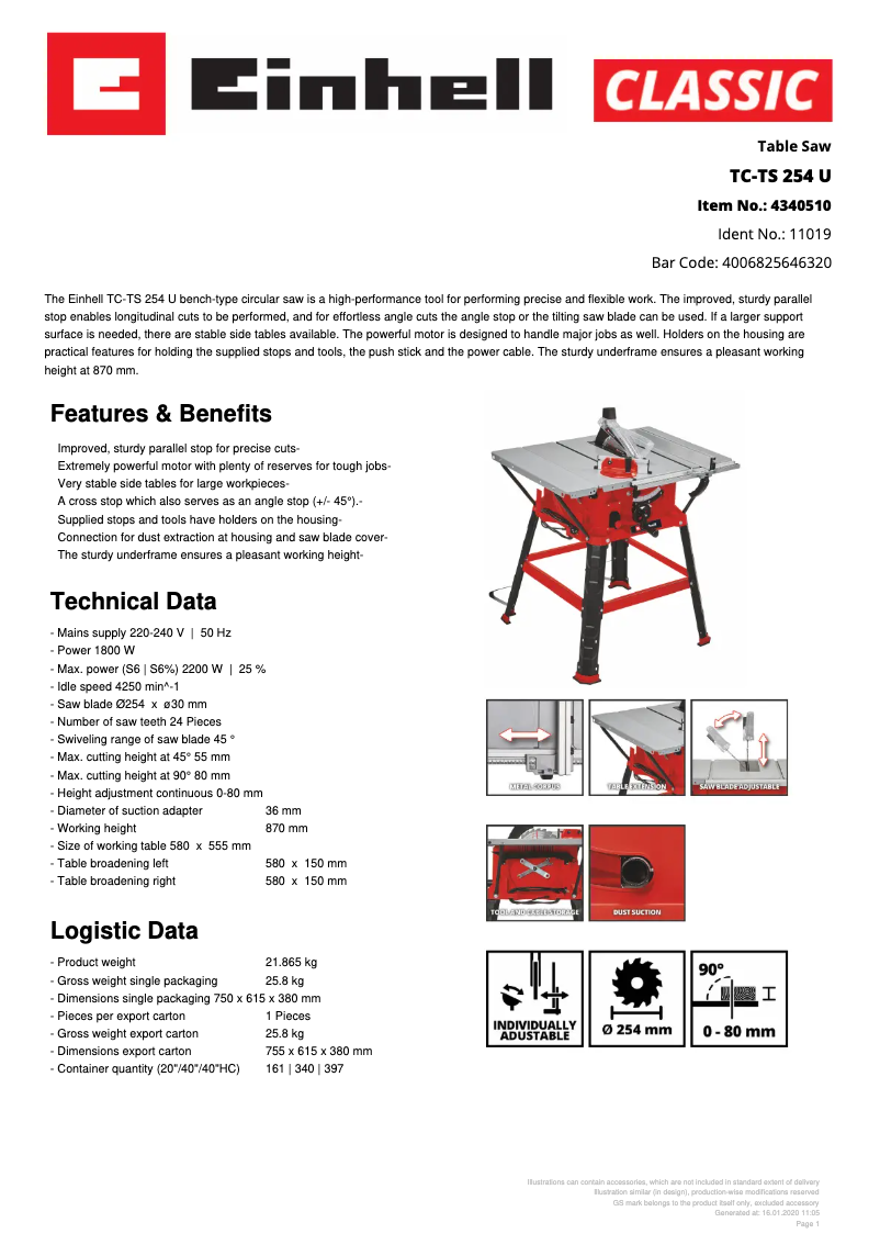 Imagen de la primera página del manual del dispositivo TC-TS 254 U