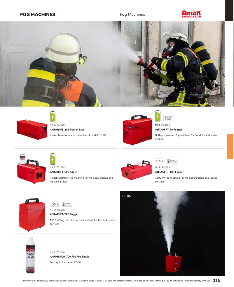 Página 1 del manual Catálogo Antari FT-50