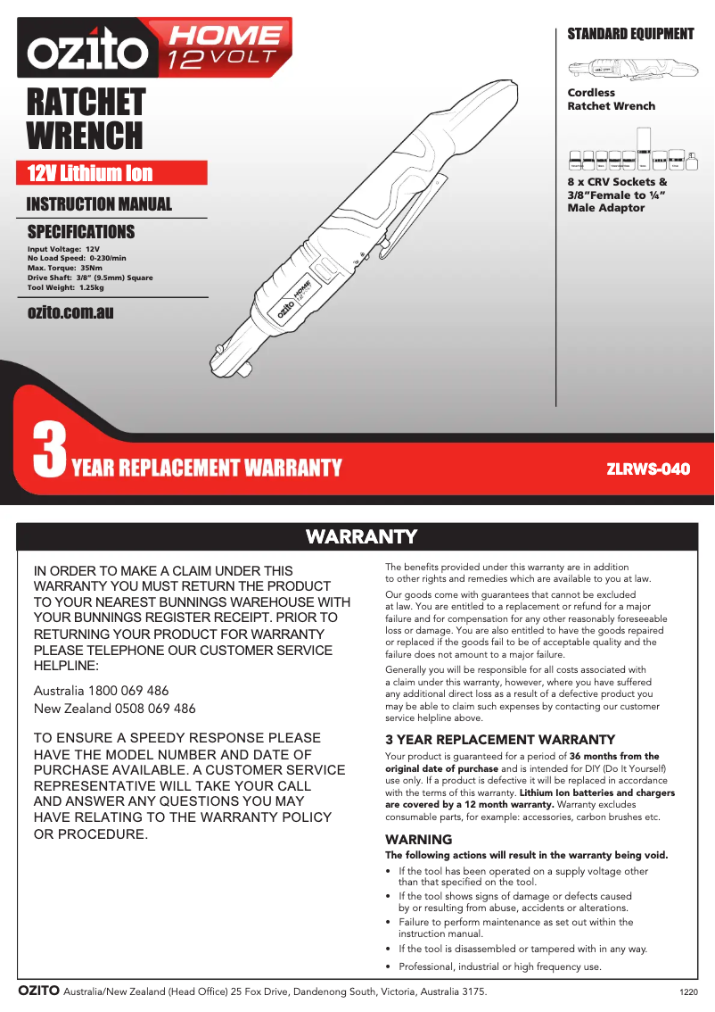 Imagen de la primera página del manual del dispositivo ZLRWS-040