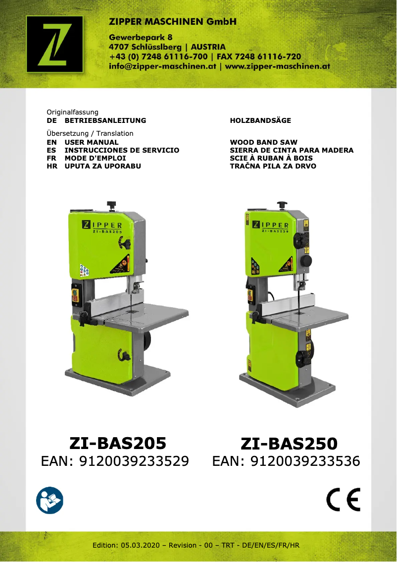 Imagen de la primera página del manual del dispositivo ZI-BAS205