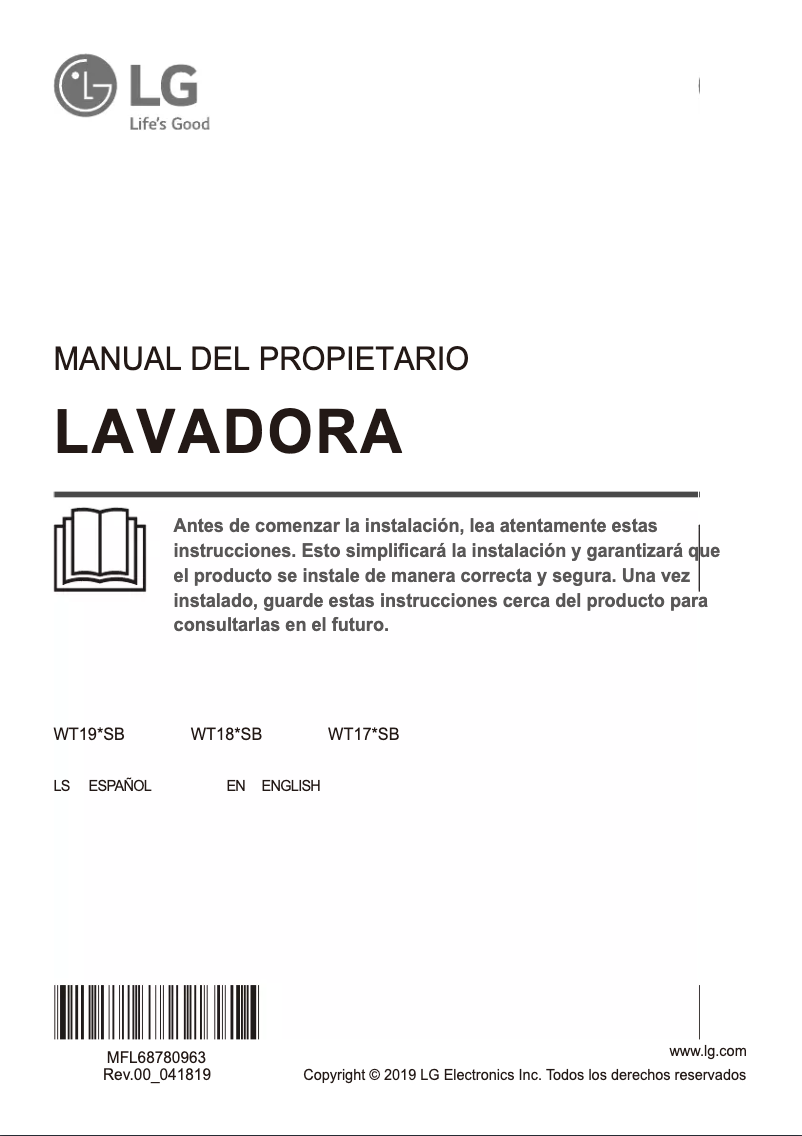 Imagen de la primera página del manual del dispositivo WT19WSB