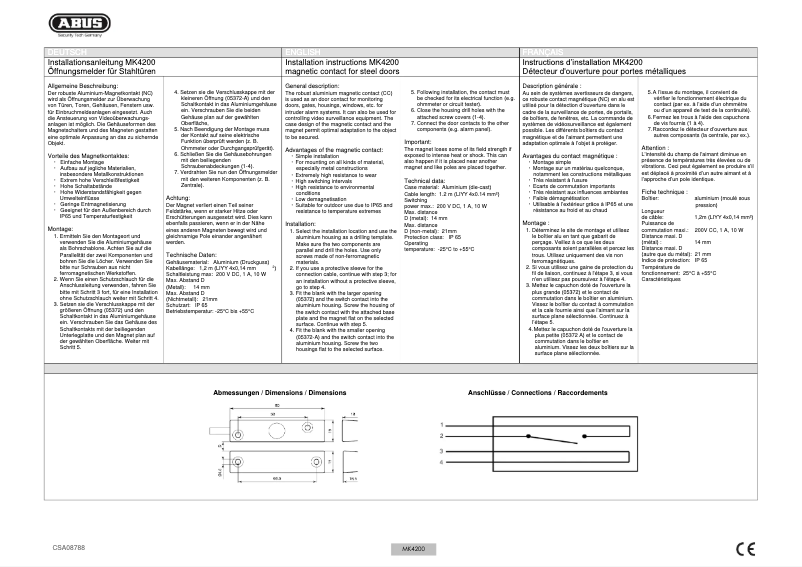 Página 1 del manual Guía de instalación Abus MK4200