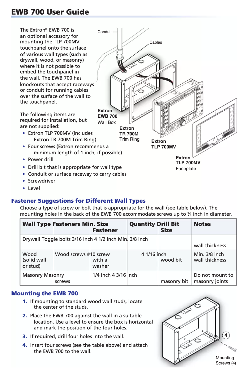 Imagen de la primera página del manual del dispositivo TLP 700MV