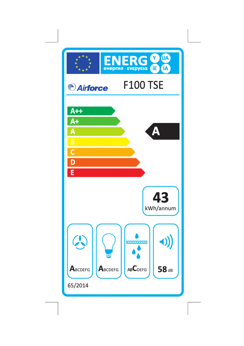 Página 1 del manual Etiqueta energética Airforce F100B 60 TSE