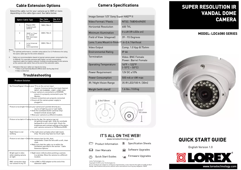 Página nº 1 - Manual de usuario Lorex LDC6080B