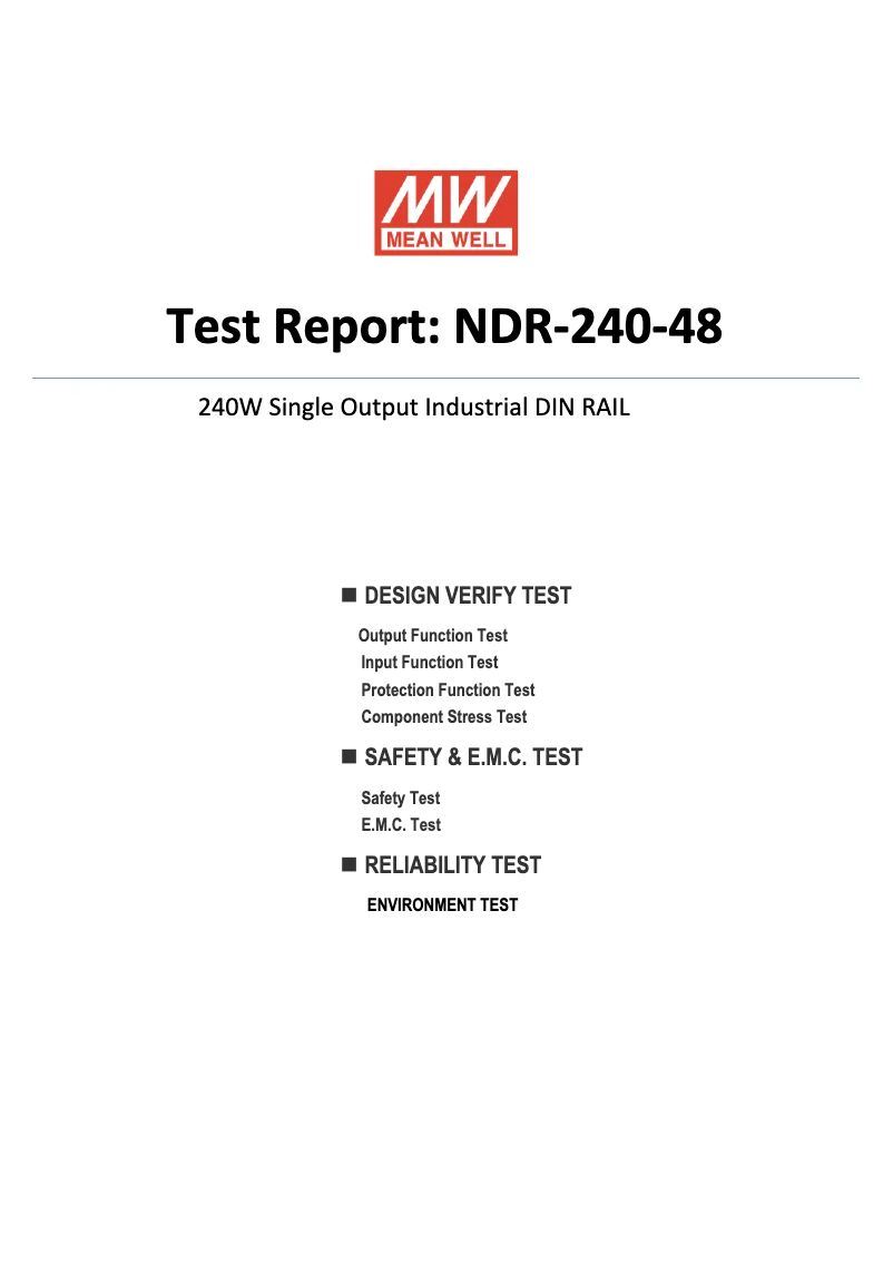 Página 1 del manual Ficha técnica Mean Well NDR-240-48