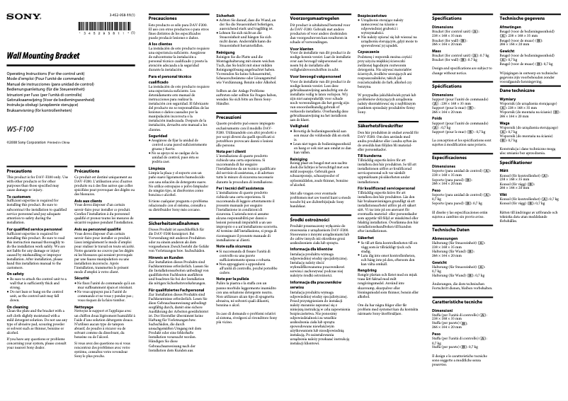 Imagen de la primera página del manual del dispositivo WS-F100