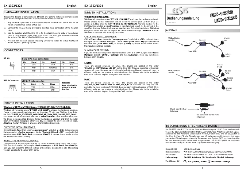 Imagen de la primera página del manual del dispositivo EX-1324