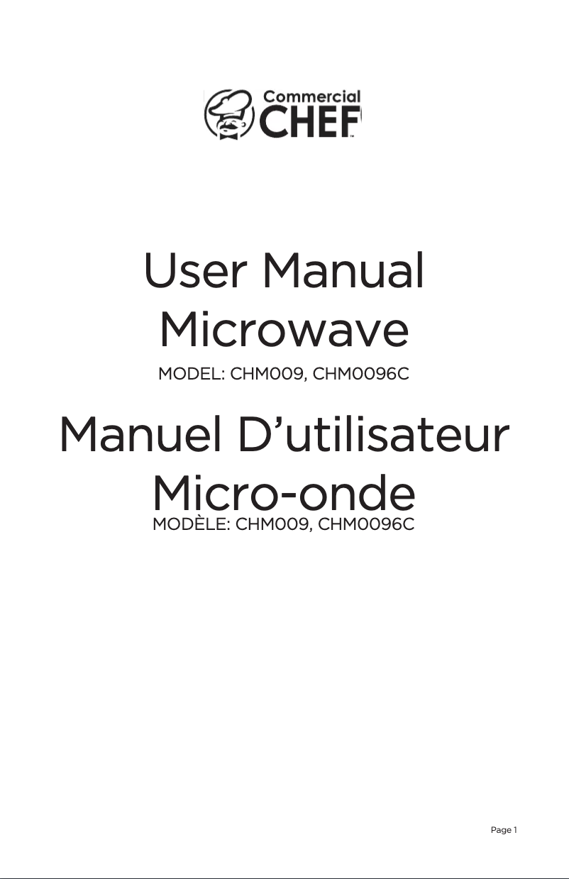 Página 1 del manual Manual de usuario Commercial Chef CHM009
