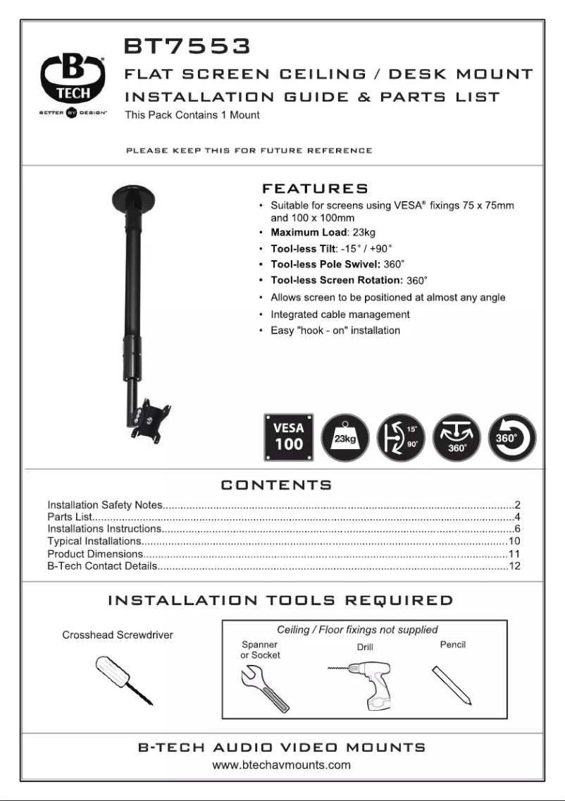 Página nº 1 - Manual de usuario B-Tech BT7553-050