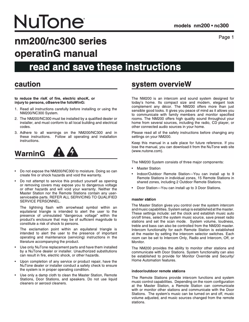 Imagen de la primera página del manual del dispositivo NM200WH