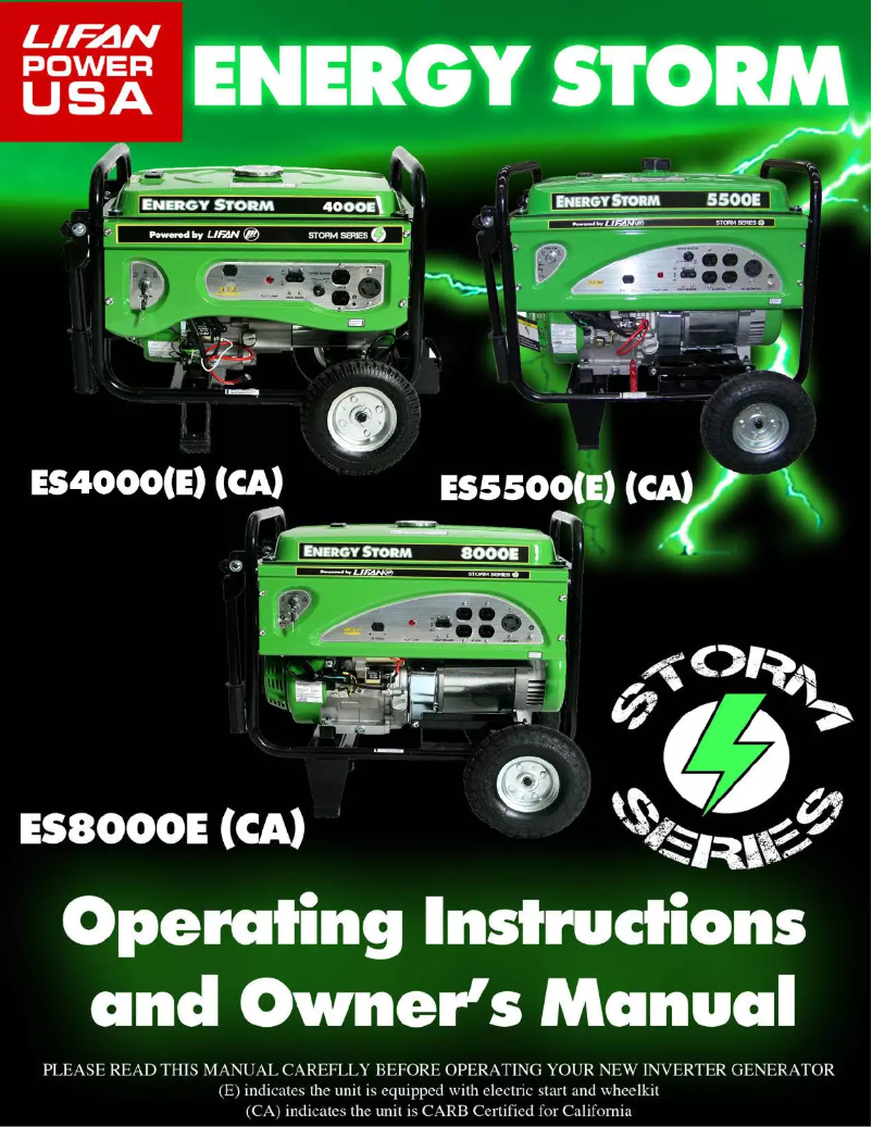 Imagen de la primera página del manual del dispositivo Energy Storm 5500E