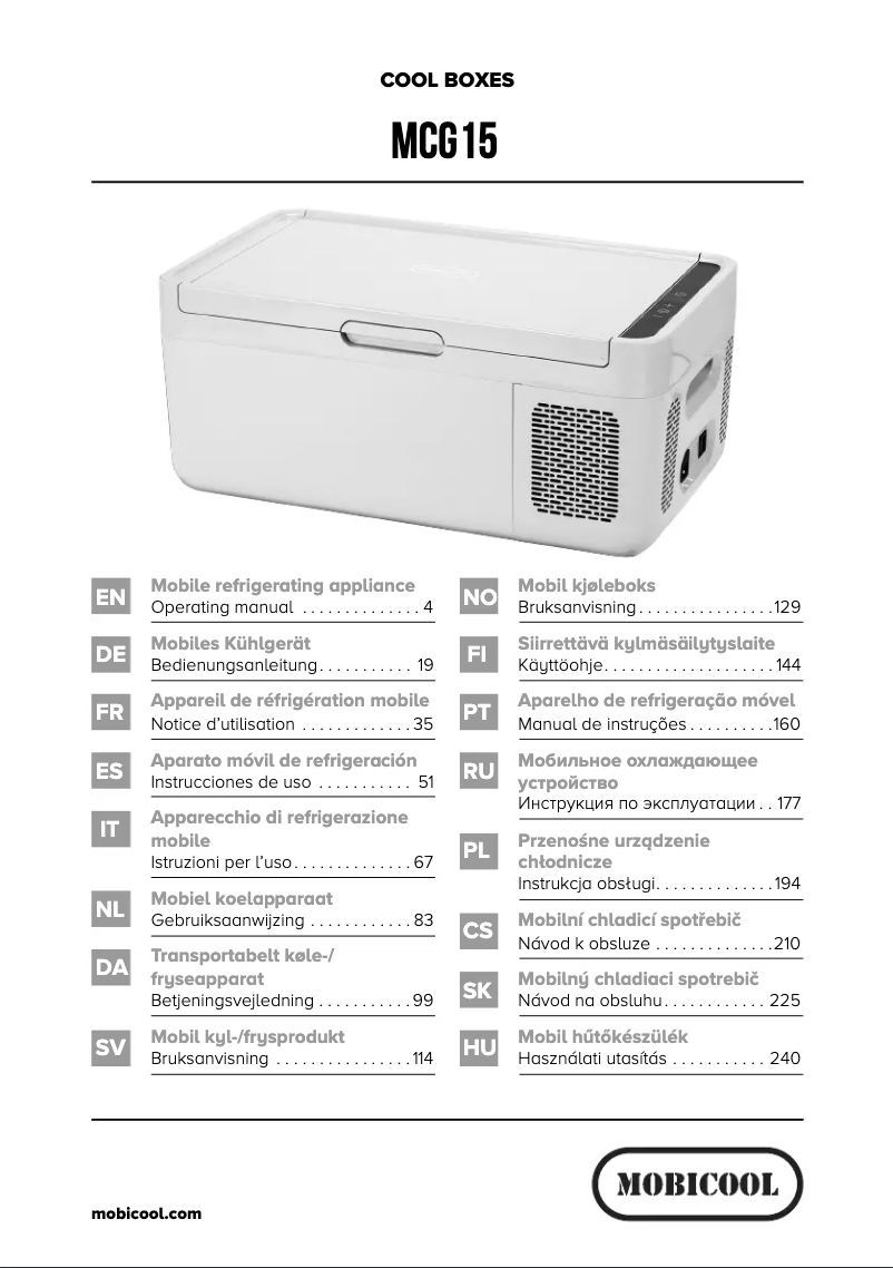 Imagen de la primera página del manual del dispositivo MCG15