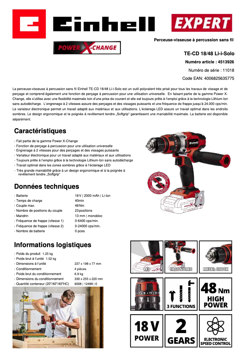 Imagen de la primera página del manual del dispositivo TE-CD 18/48 Li-i