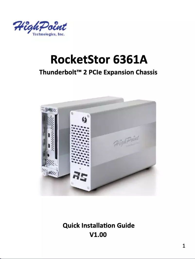 Página nº 1 - Manual de usuario Highpoint RocketStor 6361A