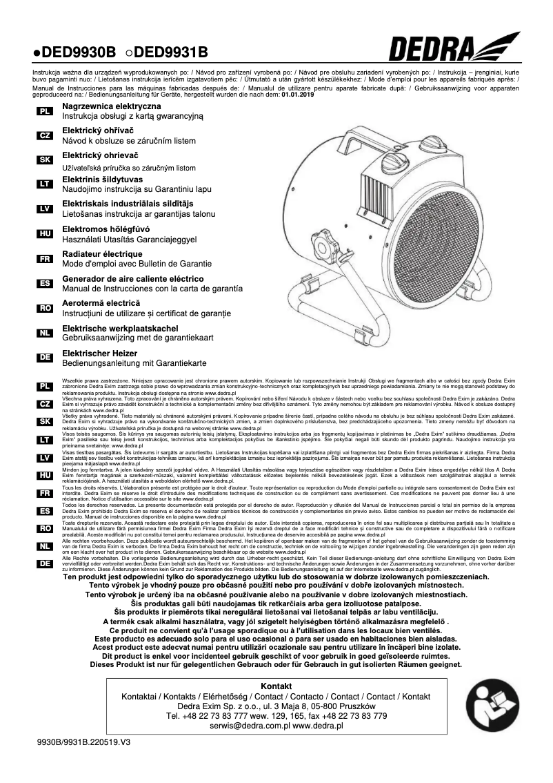 Imagen de la primera página del manual del dispositivo DED9930B