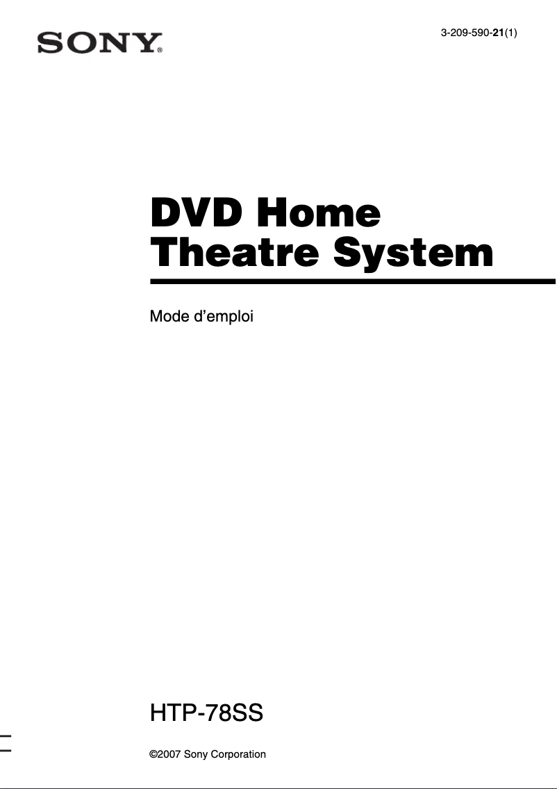 Página 1 del manual Manual de usuario Sony HTP-78SS