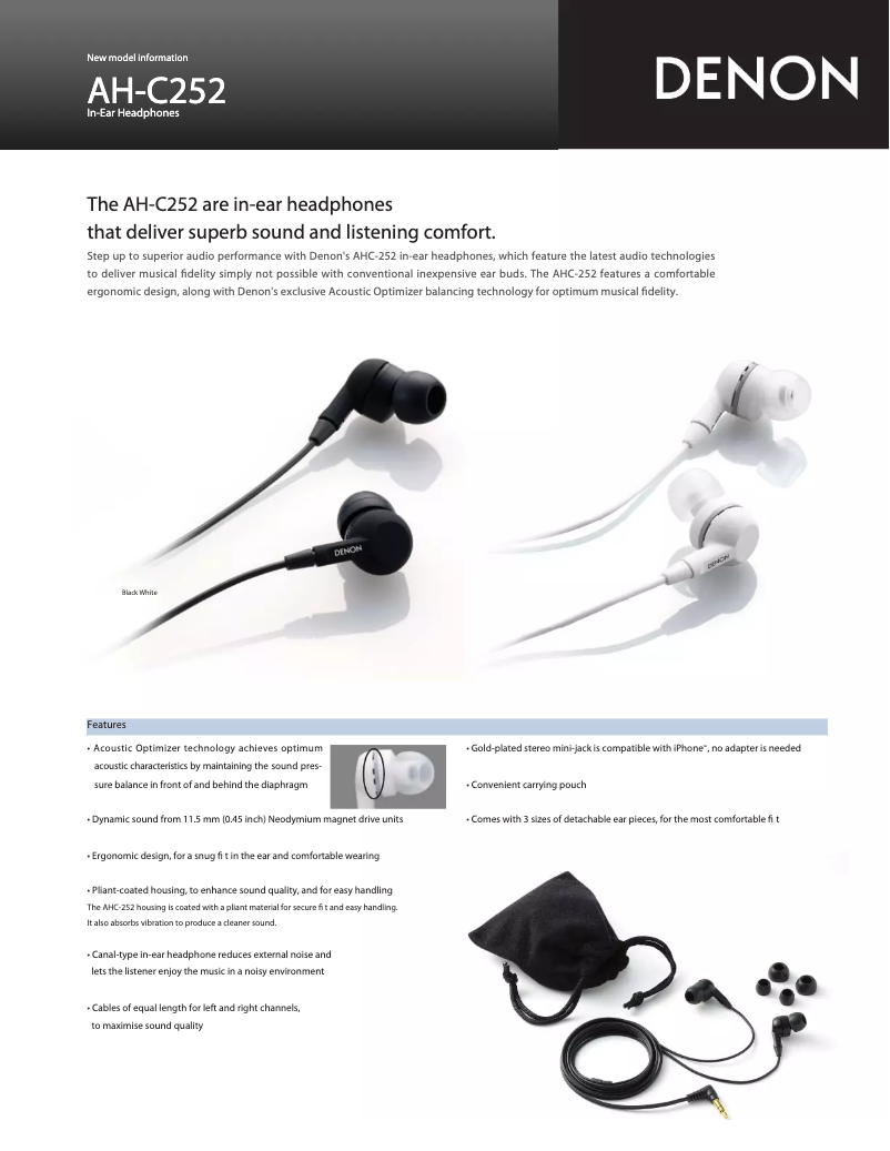 Imagen de la primera página del manual del dispositivo AH-C252