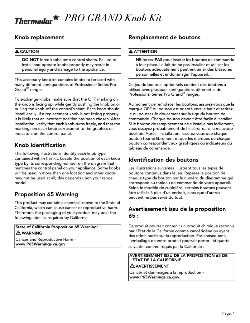 Página 1 del manual Manual de usuario Thermador PARKB60SGY