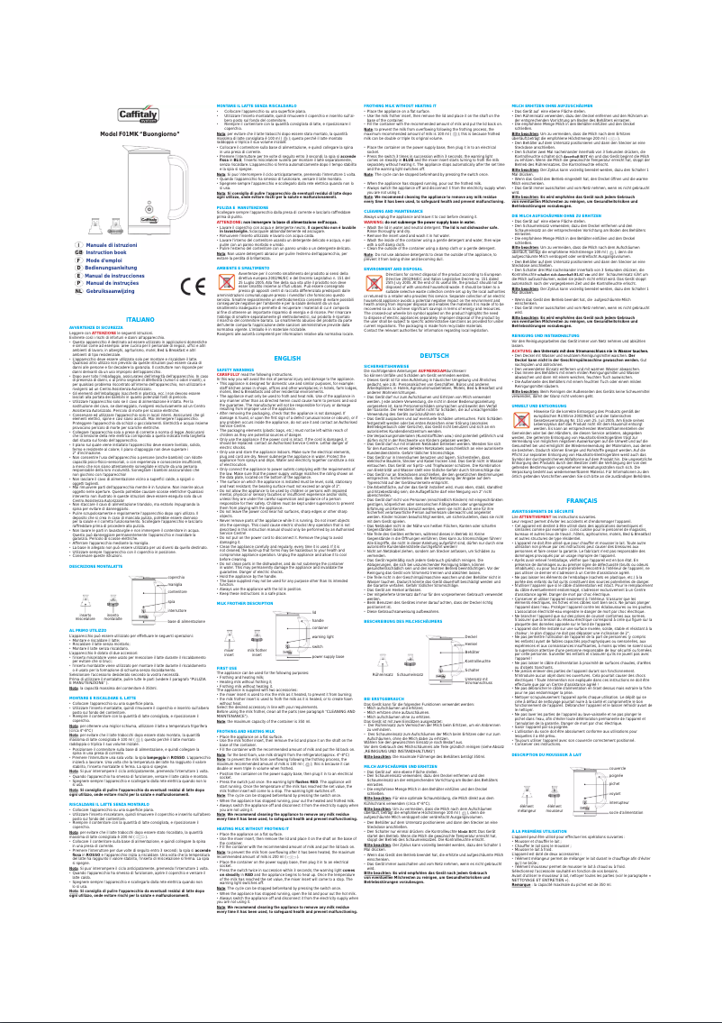 Imagen de la primera página del manual del dispositivo Buongiorno F01MK