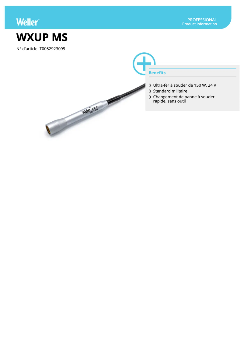 Página 1 del manual Ficha técnica Weller WXUP MS
