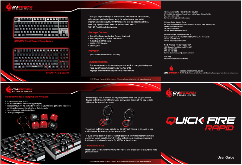 Página 1 del manual Manual de instrucciones Cooler Master CM Storm QuickFire Rapid