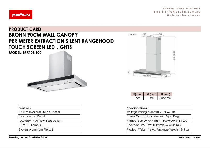 Página 1 del manual Ficha técnica Bröhn BRR108900