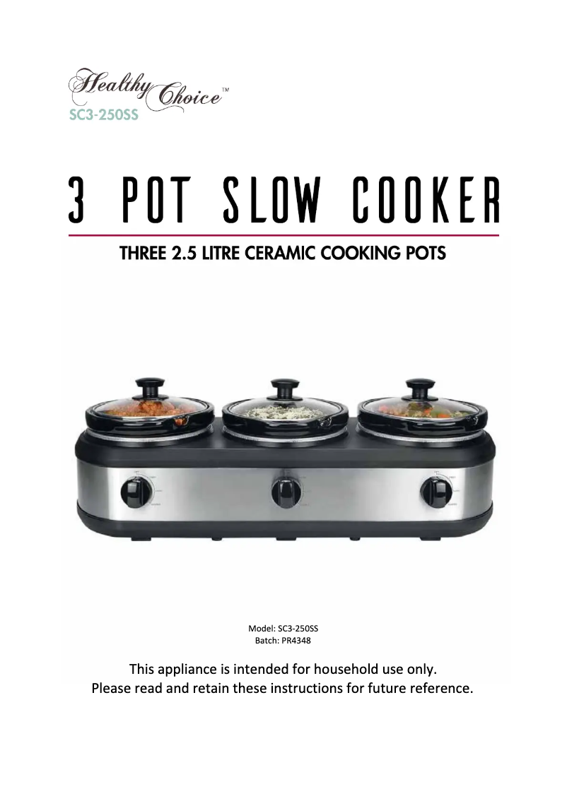 Página 1 del manual Manual de usuario Healthy Choice SC3-250SS