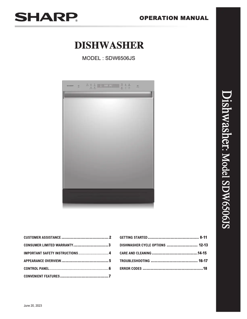 Imagen de la primera página del manual del dispositivo SDW6506JS