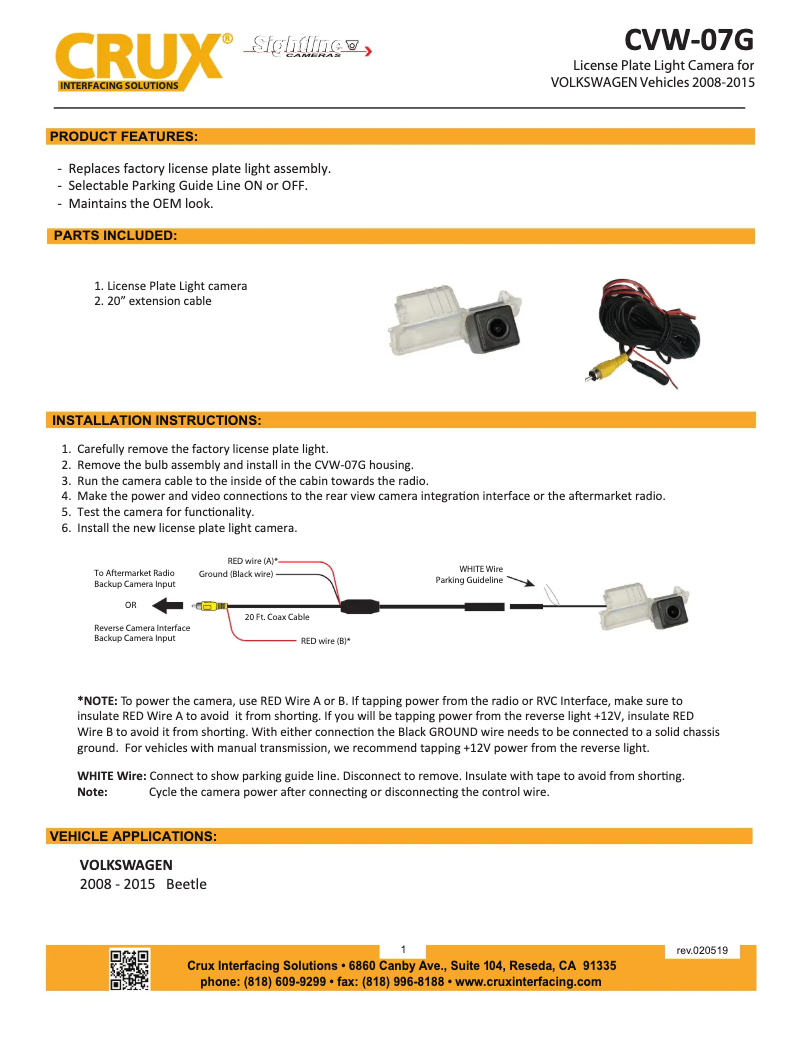 Página 1 del manual Manual de usuario CRUX CVW-07G