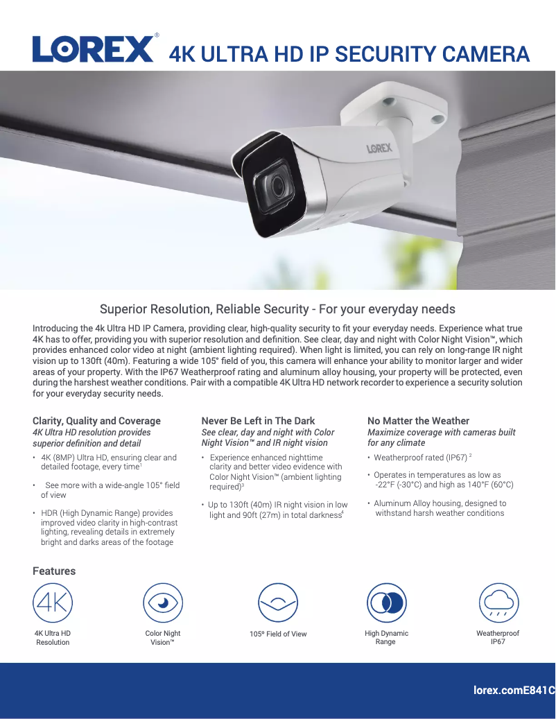 Página nº 1 - Ficha técnica Lorex E841CAB