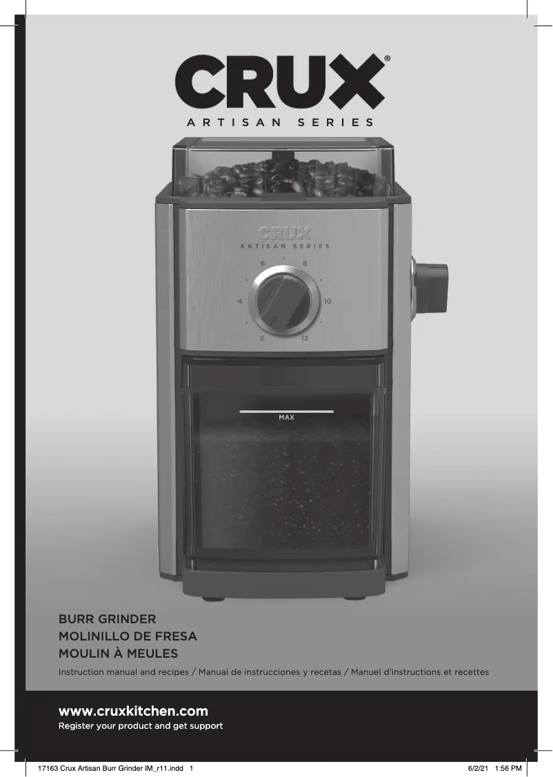 Imagen de la primera página del manual del dispositivo Artisan Series Burr Grinder
