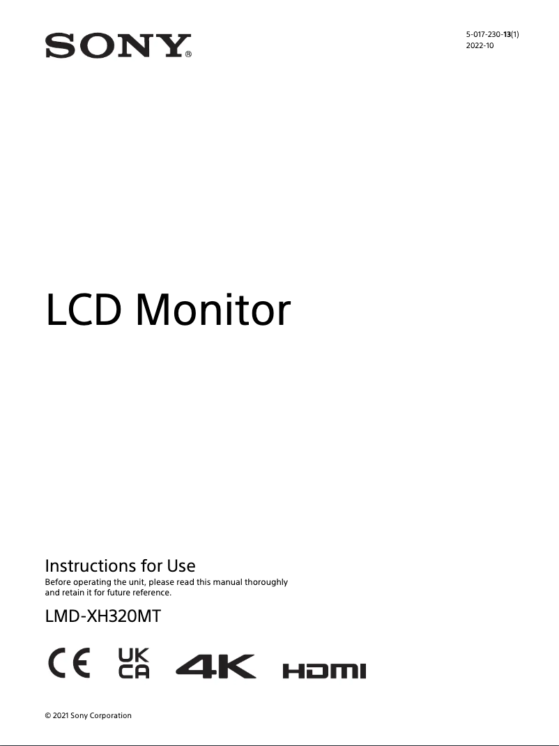 Imagen de la primera página del manual del dispositivo LMD-XH320MT