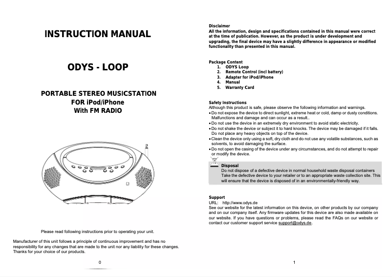 Imagen de la primera página del manual del dispositivo Loop