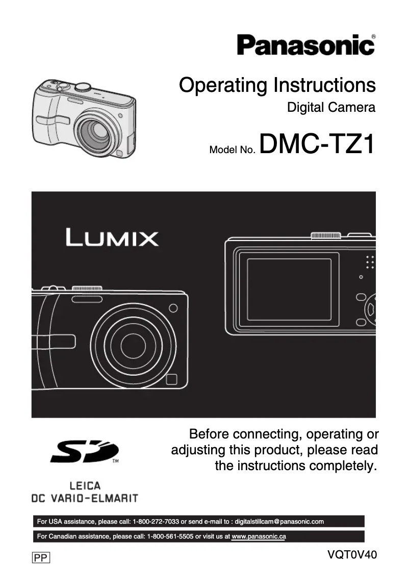 Imagen de la primera página del manual del dispositivo Lumix DMC-TZ1