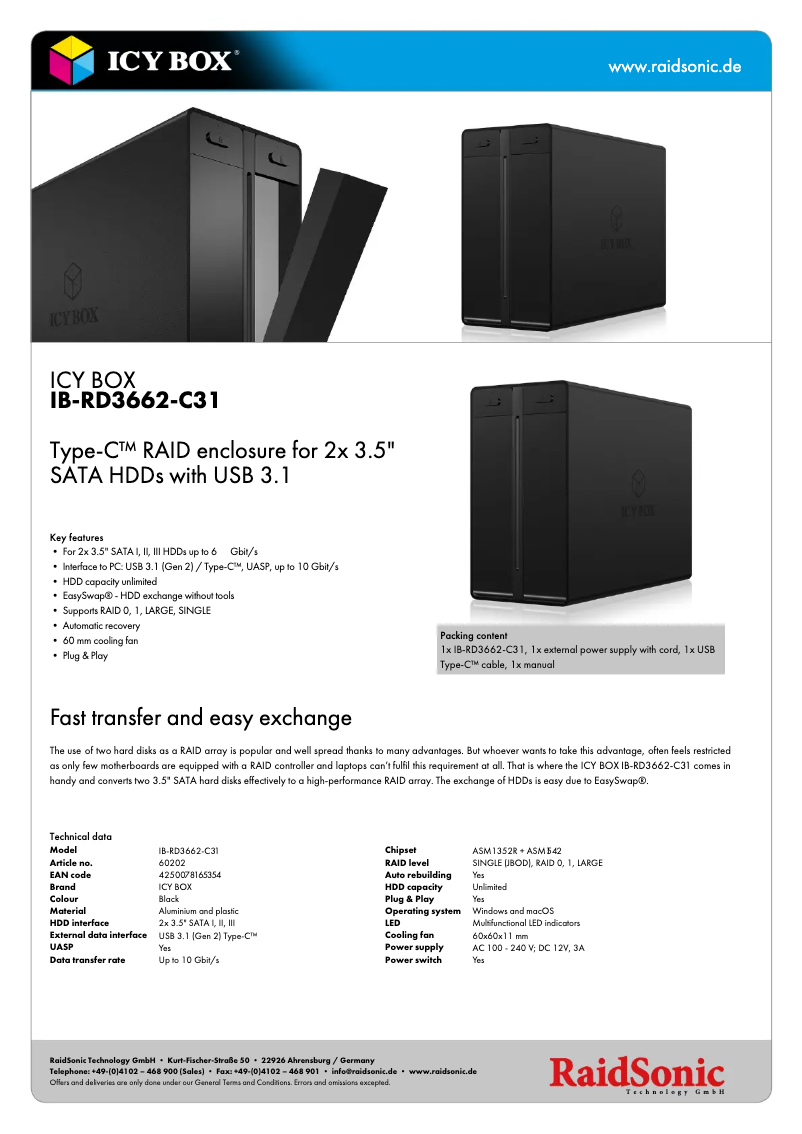 Página nº 1 - Ficha técnica Icy Box IB-RD3662-C31