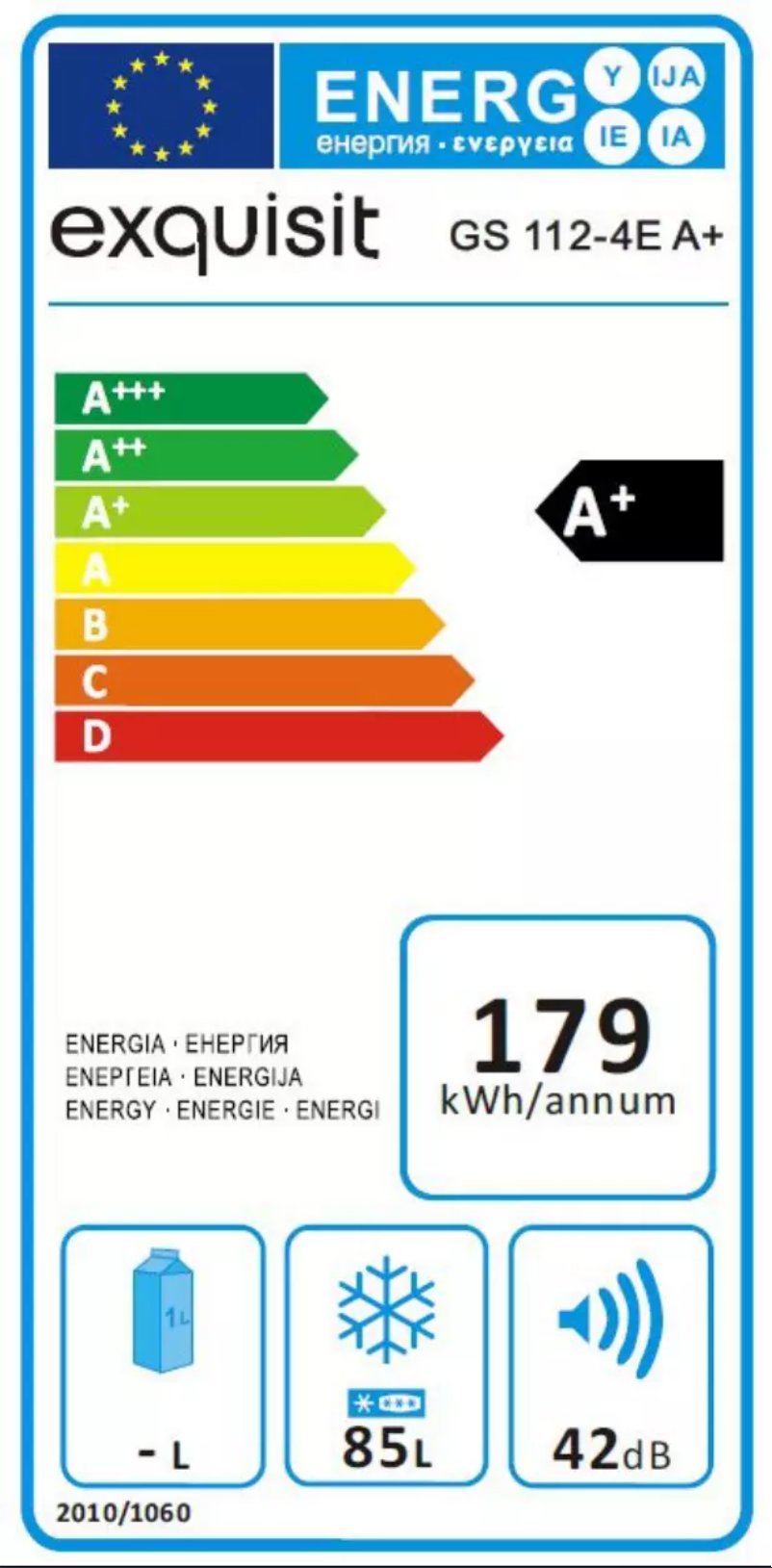 Página 1 del manual Etiqueta energética Exquisit GS112-4EA