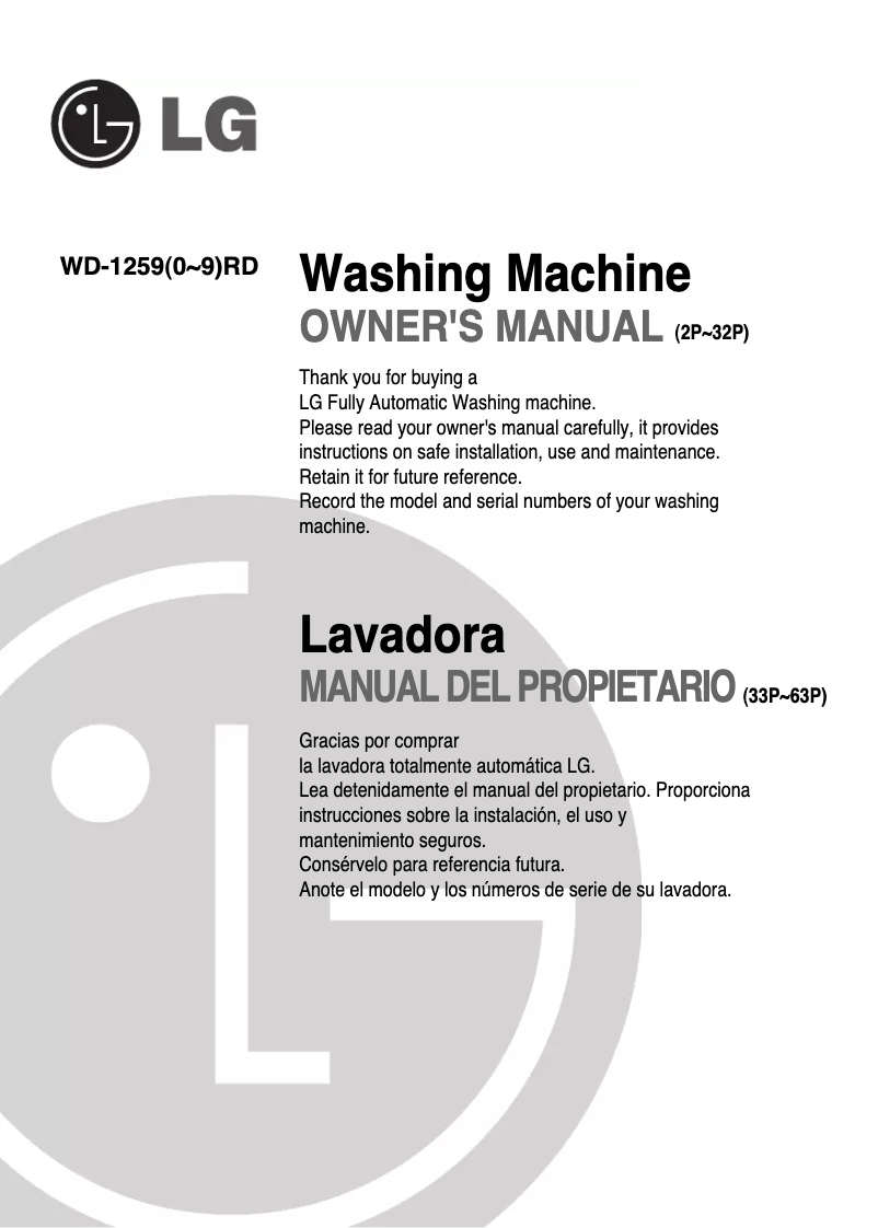 Imagen de la primera página del manual del dispositivo WD-12595RD