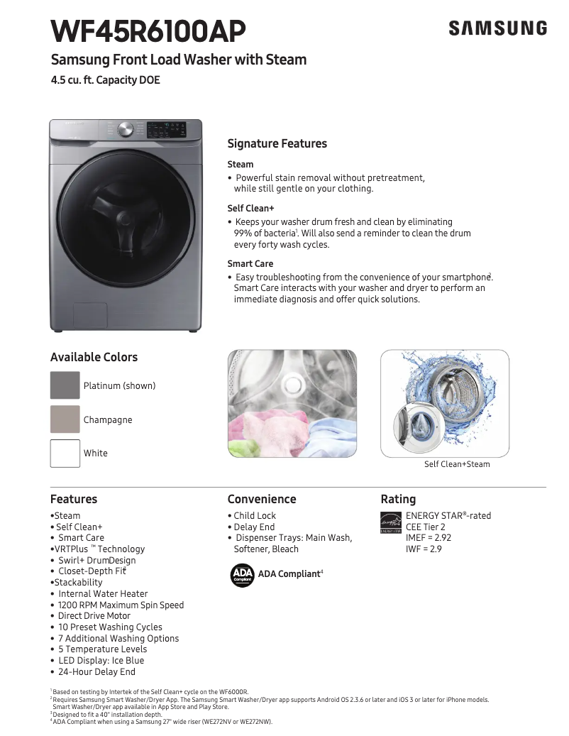 Imagen de la primera página del manual del dispositivo WF45R6100AP