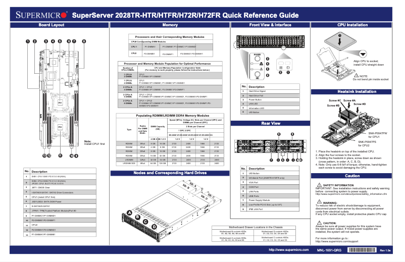 Imagen de la primera página del manual del dispositivo SuperServer 2028TR-H72FR