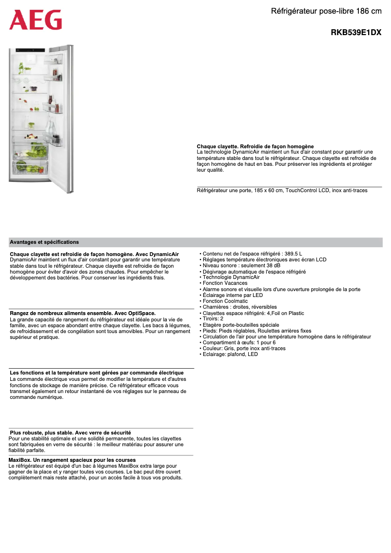 Imagen de la primera página del manual del dispositivo RKB539E1DX