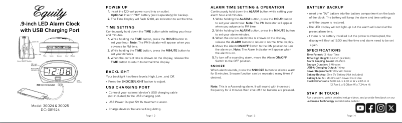 Página nº 1 - Manual de usuario La Crosse Technology 30025