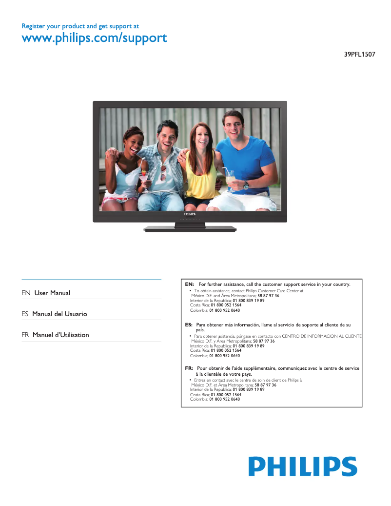 Imagen de la primera página del manual del dispositivo 39PFL1507