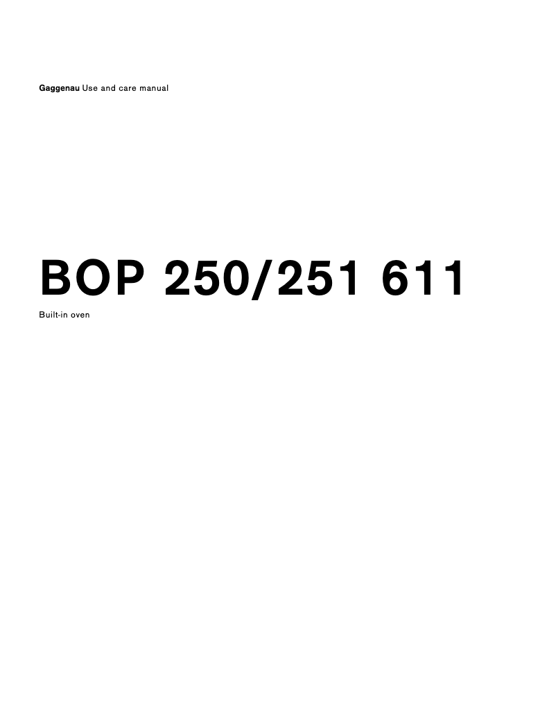 Página 1 del manual Manual de uso y mantenimiento Gaggenau BOP251611