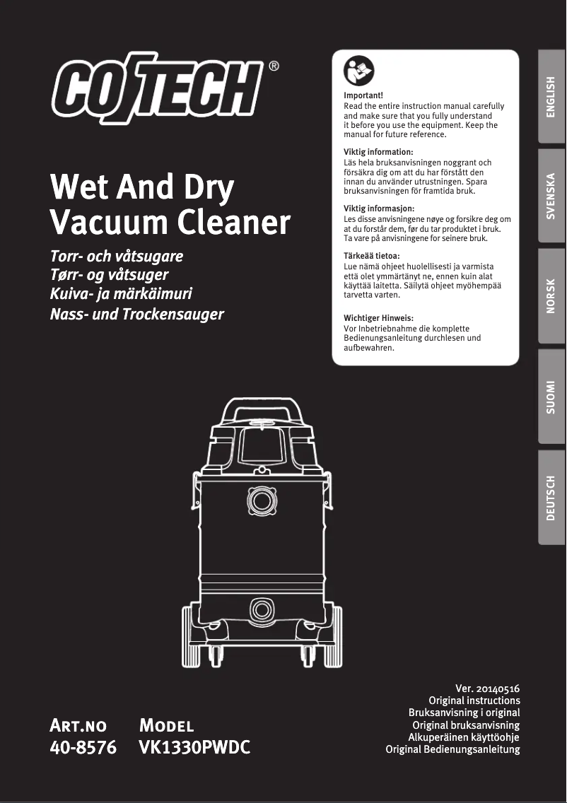 Página 1 del manual Manual de usuario Cotech VK1330PWDC