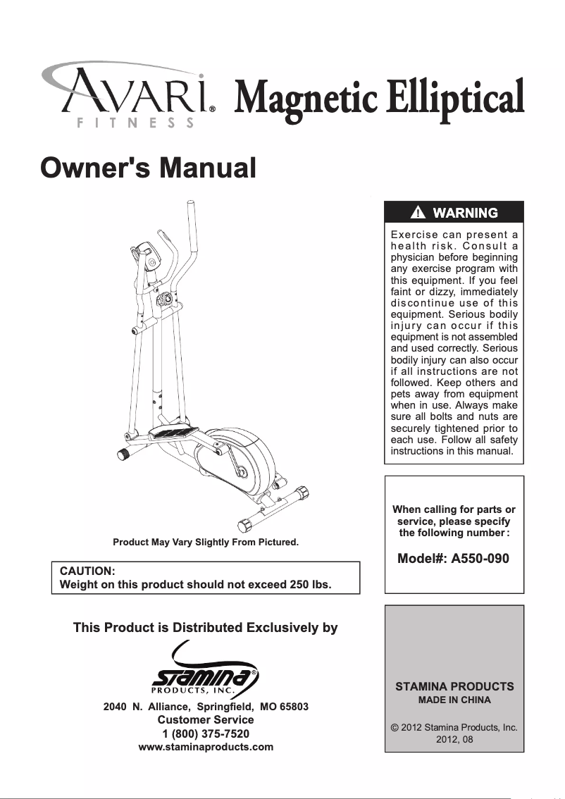 Imagen de la primera página del manual del dispositivo Avari E090