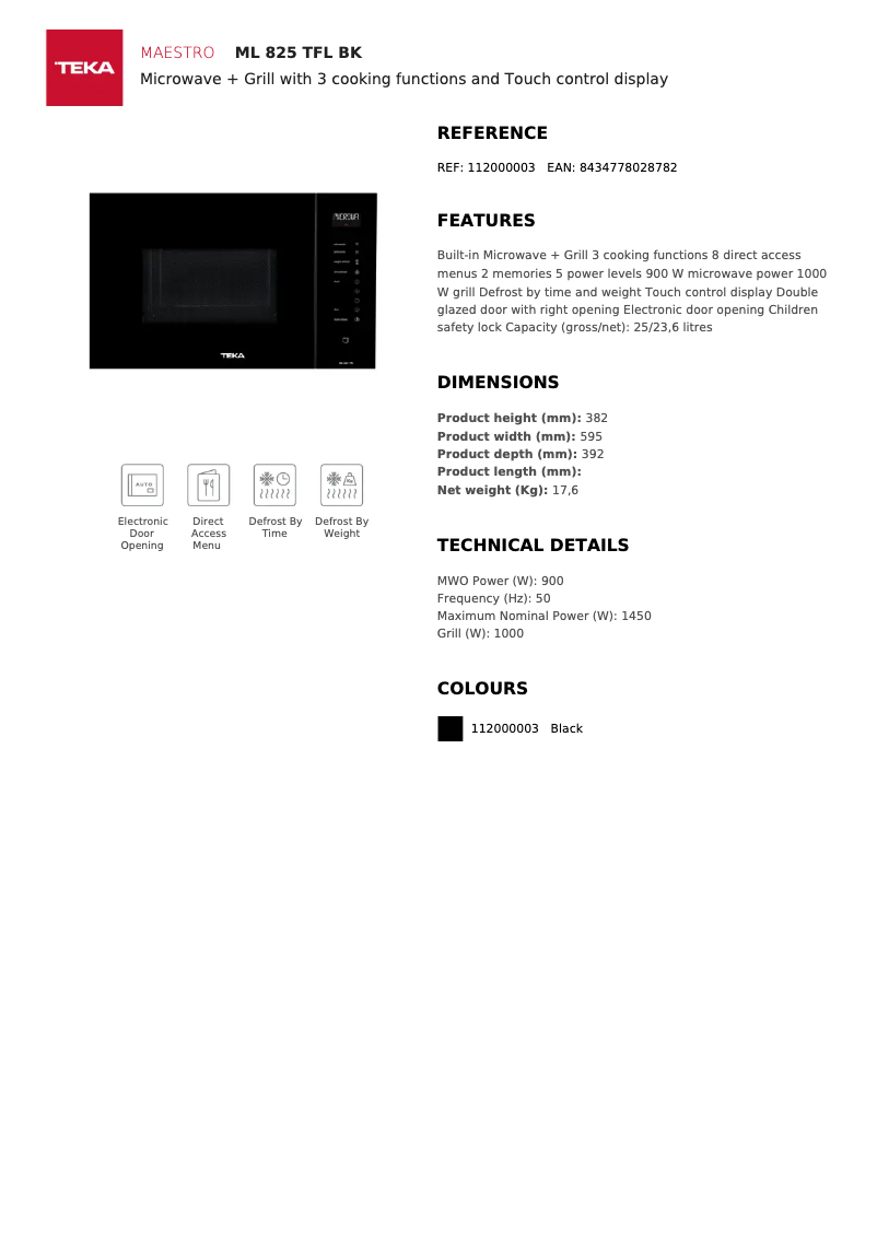 Imagen de la primera página del manual del dispositivo ML 825 TFL BK