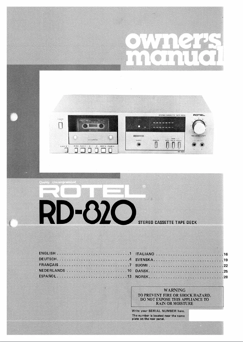 Página nº 1 - Manual de usuario Rotel RD-820
