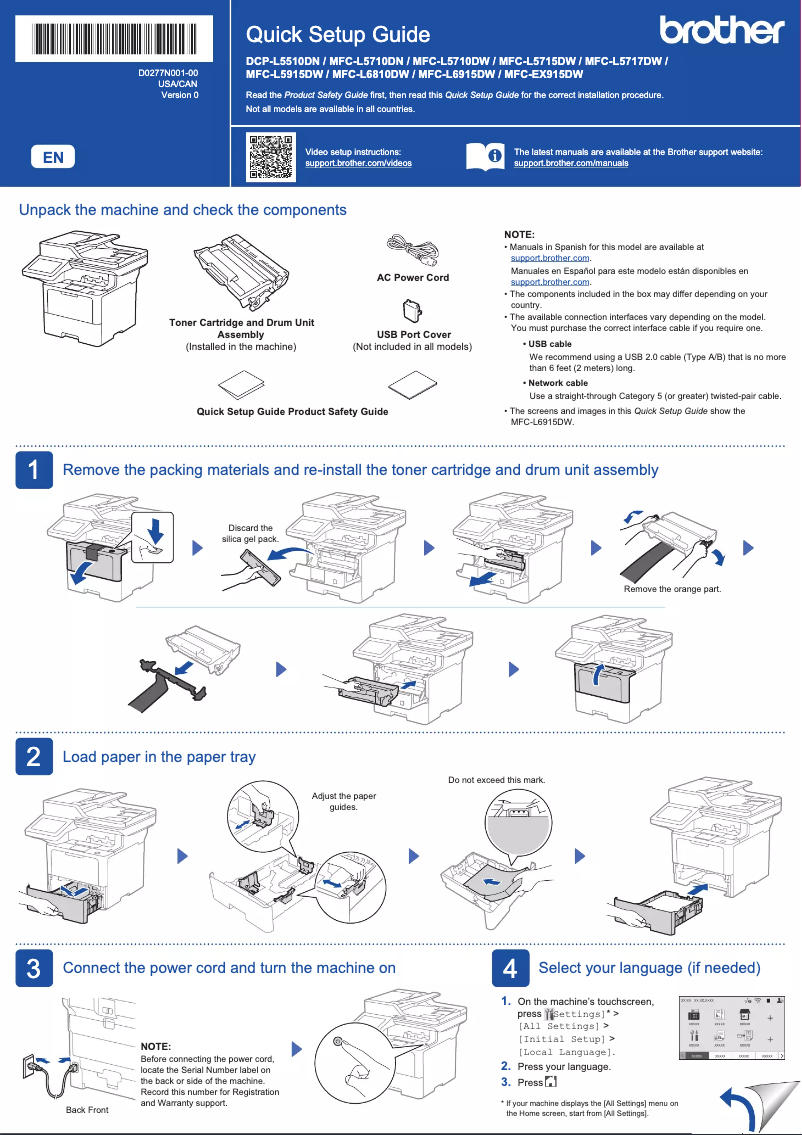 Imagen de la primera página del manual del dispositivo DCP-L5510DN